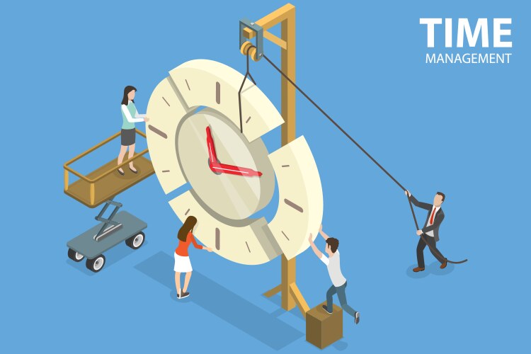 3d isometric flat of time management Royalty Free Vector