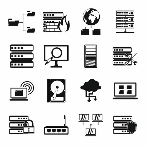 Big data icons set simple style vector image