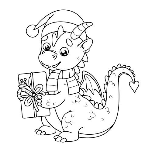 Chinese New Year Dragon Coloring Page Vector Image