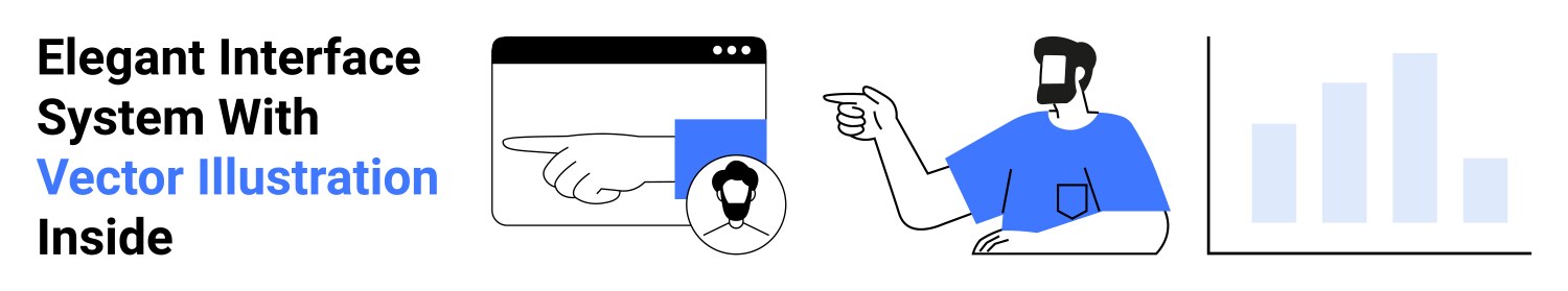 Modern user interface elements with minimalist vector image