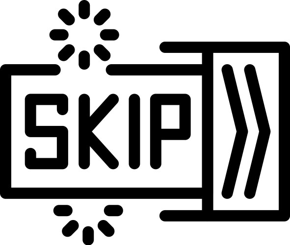 Skip button being pressed with loading symbol vector image