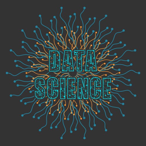 Data science text lines with dots connected style vector image