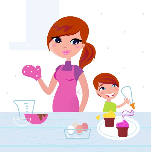 Happy Family Baking Cookies Vector Image