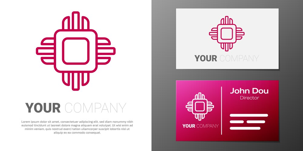 Logotype line computer processor vector image