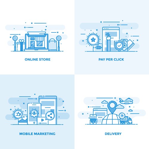 Flat line designed concepts 4 Royalty Free Vector Image