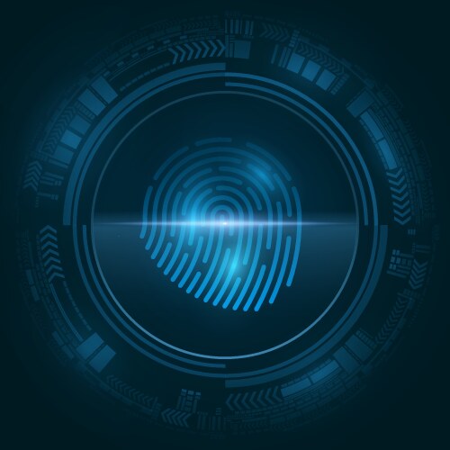 High-tech fingerprint for computer system security vector image