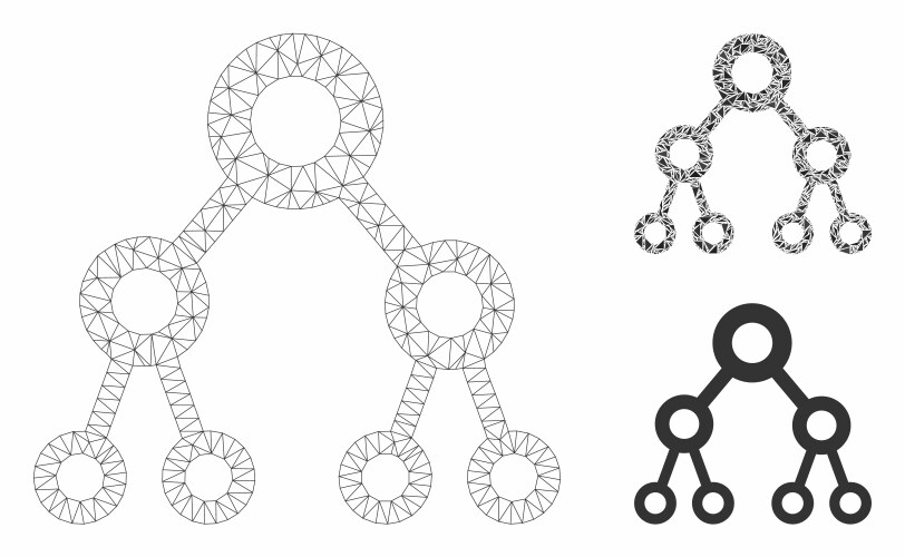 Binary tree mesh carcass model and triangle vector image