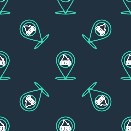 Line map pointer with barbecue icon isolated vector image