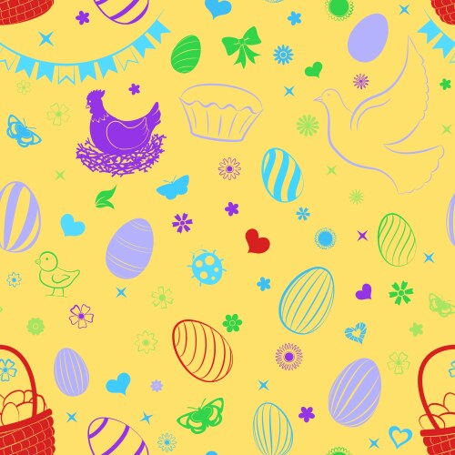 Seamless pattern of easter symbols vector image