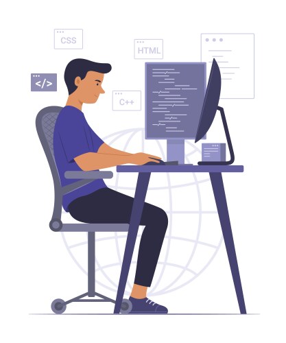 Programmer process coding for software development vector image