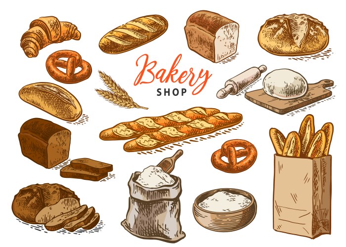 Bread set color vector image