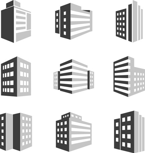 3d buildings Royalty Free Vector Image - VectorStock