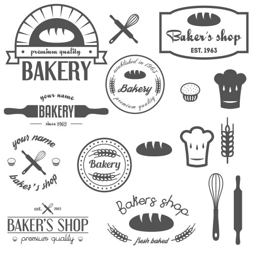 Vintage Bakery Labels & Badges Vector Image