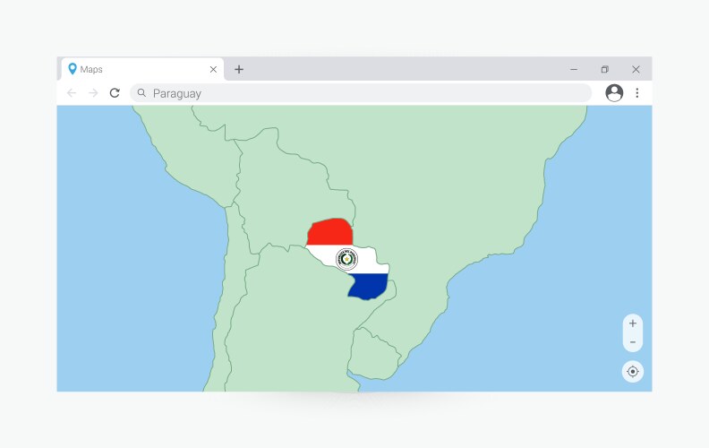 Browser window with map of paraguay searching vector image
