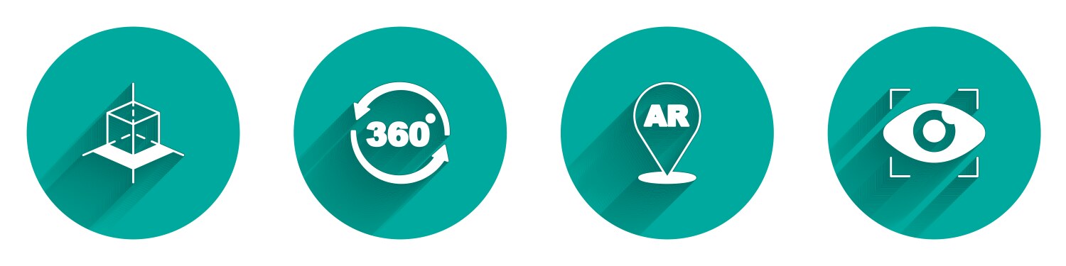 Set 3d modeling 360 degree view augmented vector image