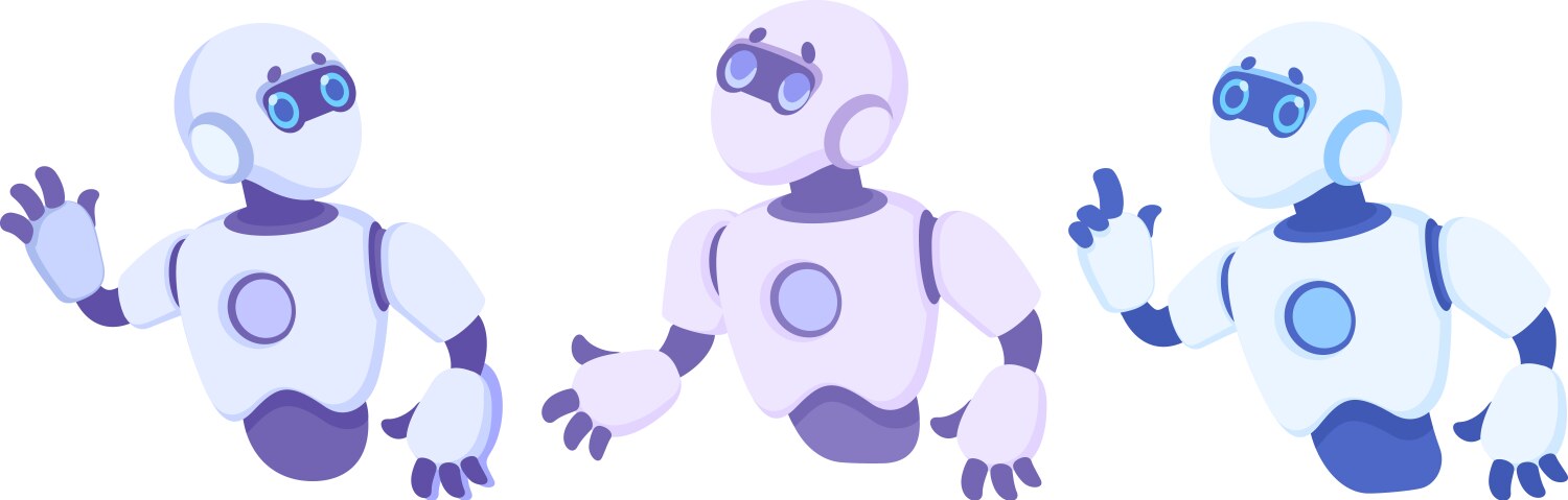 Vibrant and colorful robots in dynamic motion vector image