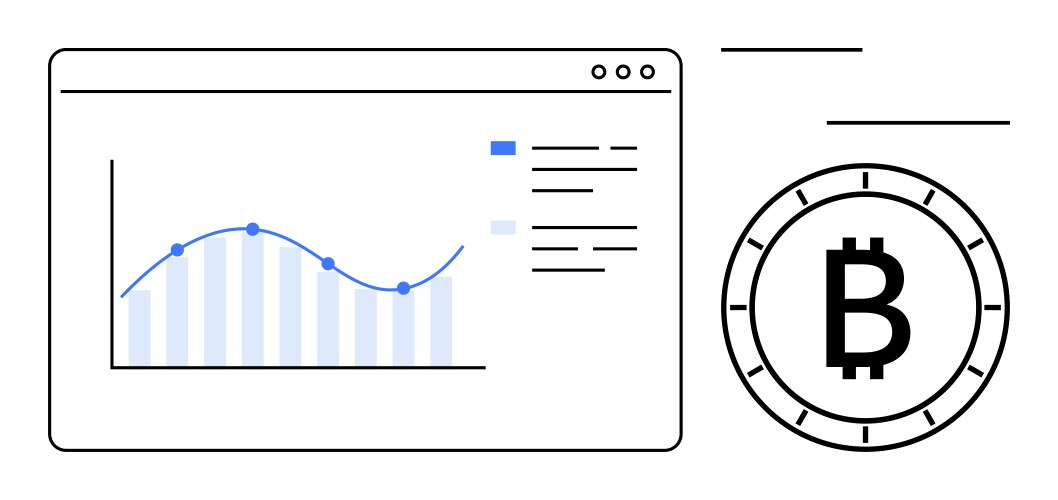Bitcoin price monitor with performance graph vector image