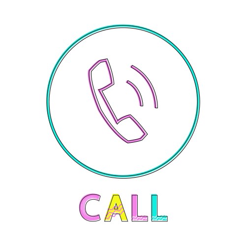 Call round linear button with receiver symbol vektorbild
