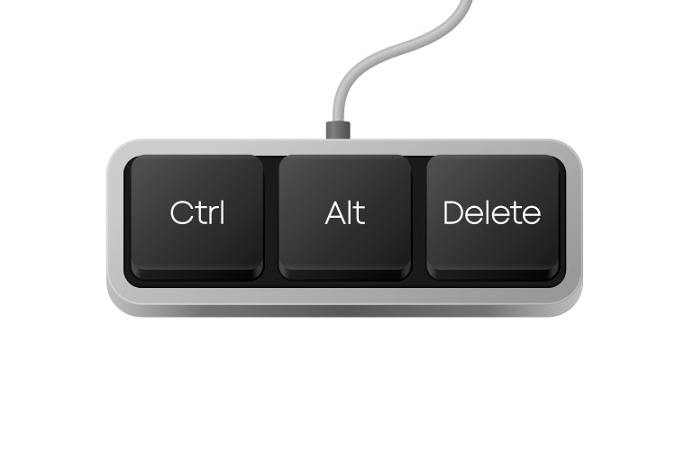 ctrl alt delete button combination computer vector image