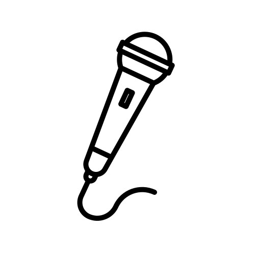 Microphone icon 2 black and white outline sign Vector Image