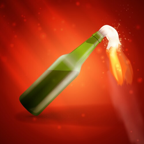 Molotov cocktail bomb on red background vector image