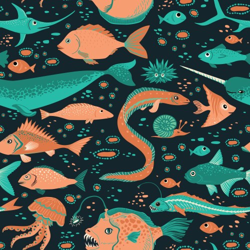 Underwater seamless pattern Royalty Free Vector Image