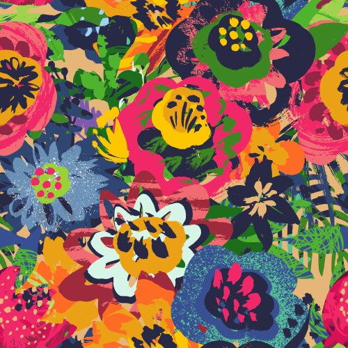 Flower pixel art seamless pattern Royalty Free Vector Image