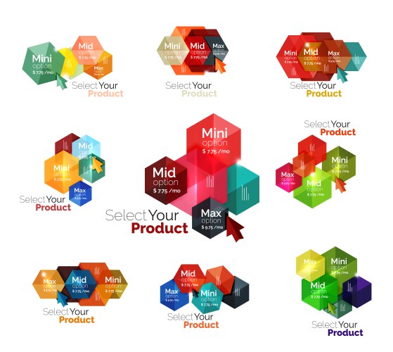 Set of hexagon navigation option diagrams vector image