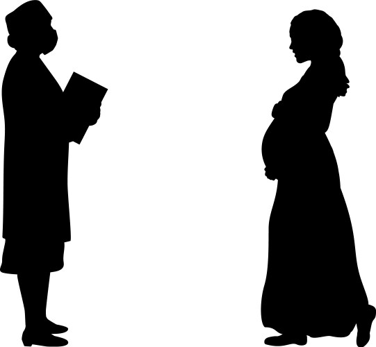 silhouettes doctor and pregnant women vector