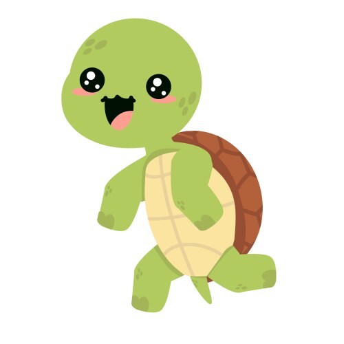 Cute sea turtle wild animal Royalty Free Vector Image