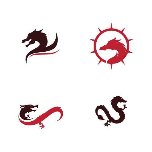 Dragon Icon - Red & White Vector Image