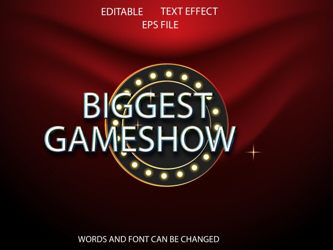 Game show text effect font editable typography 3d vector image