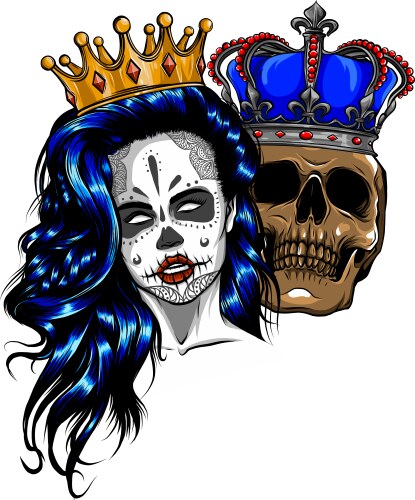 Skull King & Queen Death Portrait Vector Image