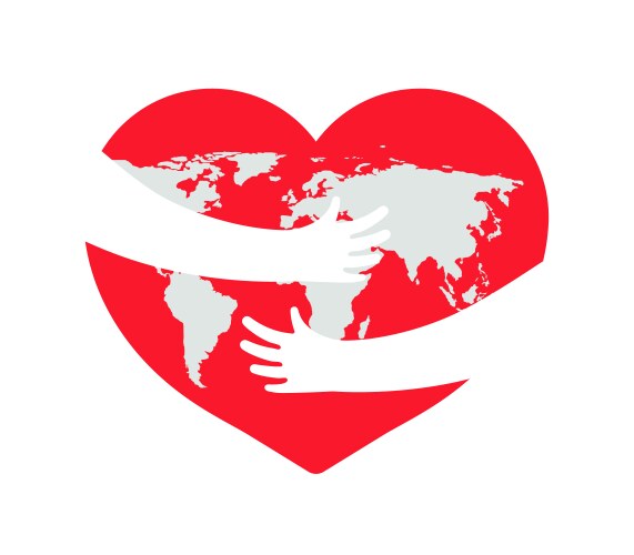 Earth in heart save planet hand with love vector image