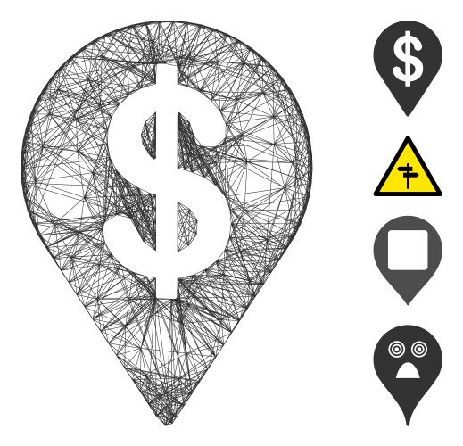 Linear dollar map pointer mesh vector image