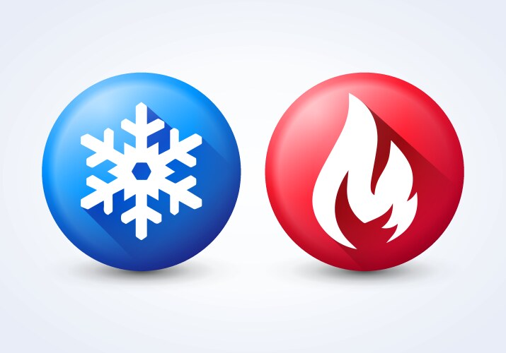 3d hot and cold round sign temperature balance Vector Image