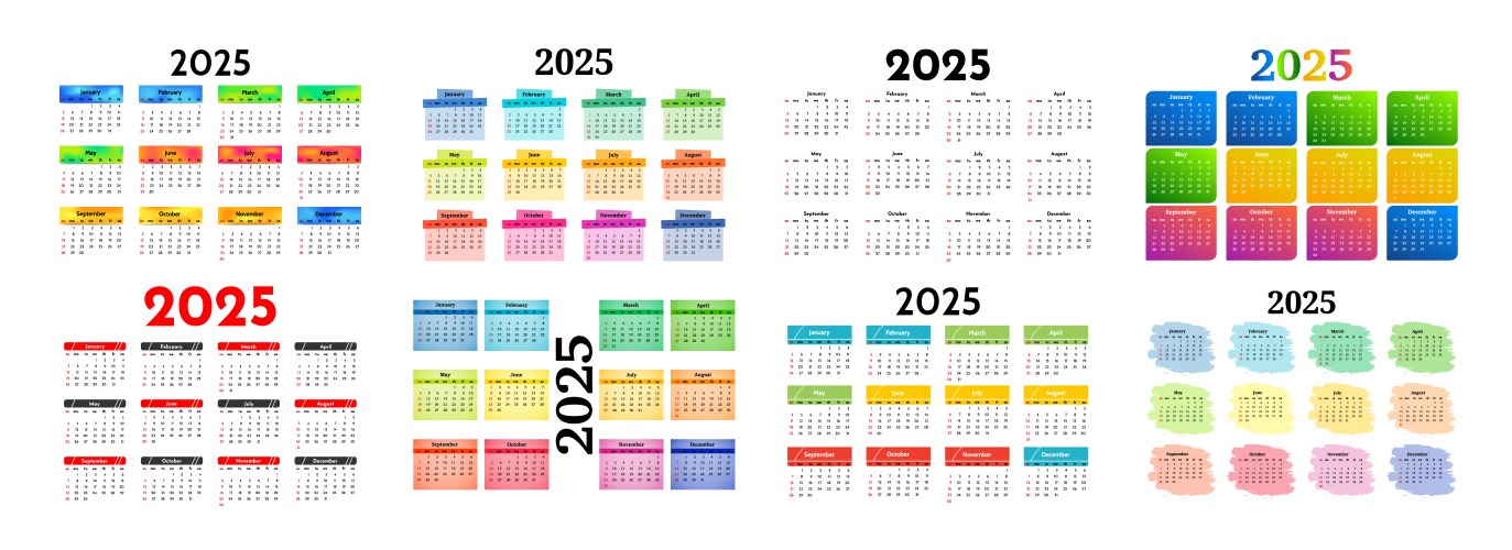 Calendar for 2025 isolated on a white background Vector Image