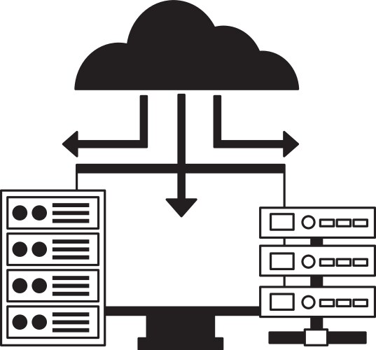 Cloud computing monitor case database vector image