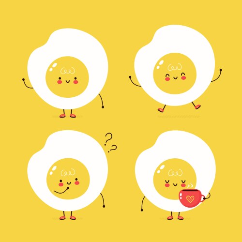 Happy cute smiling egg flat cartoon Royalty Free Vector