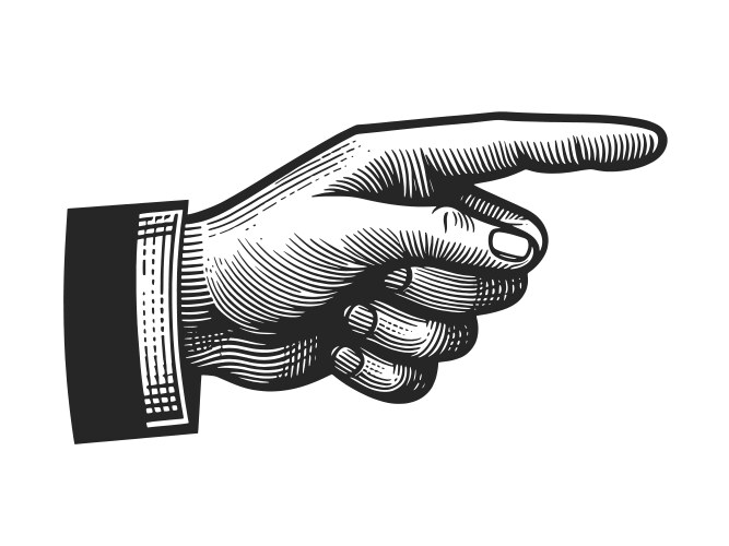 Hand Pointer - Scratch Board Style vector image