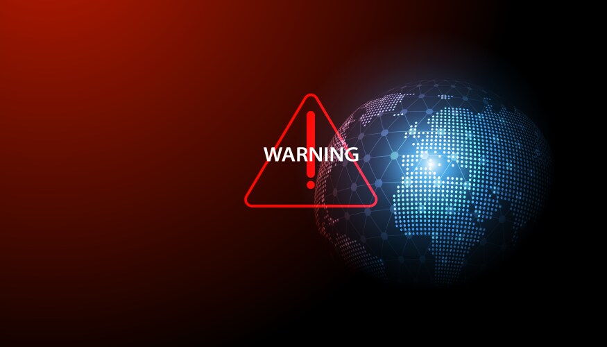 Abstract red warning symbol on circle background Vector Image