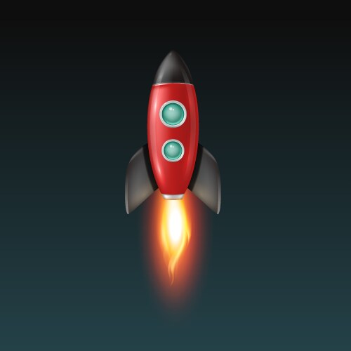 retro red and black space rocket ship vector