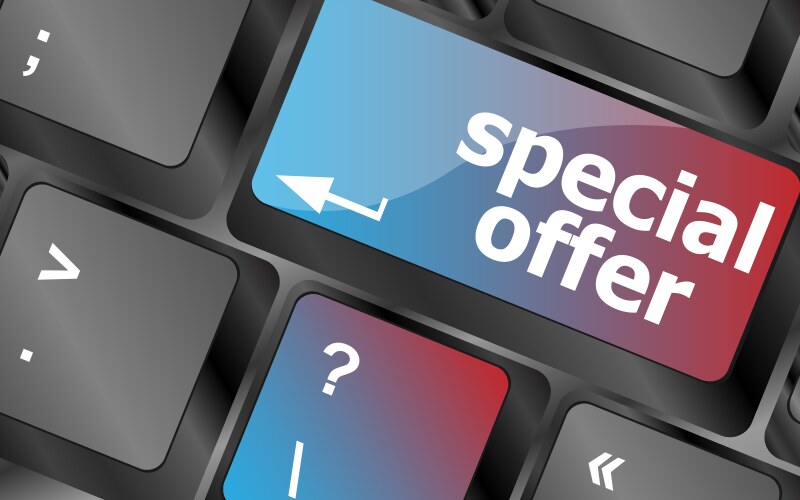 Special offer button on computer keyboard keys vector image
