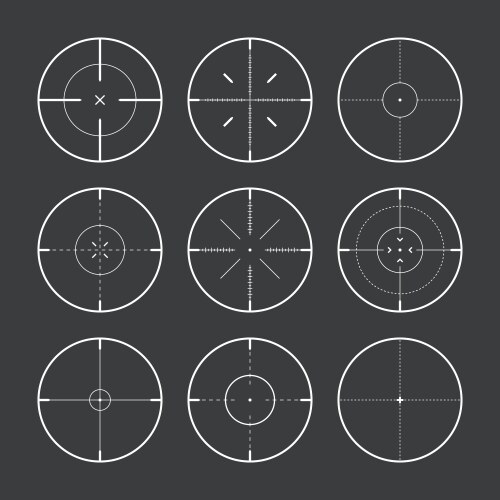 various sniper rifle sights weapon optical scope vector image