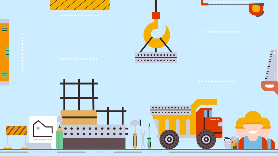 Building house work process of buildings Vector Image