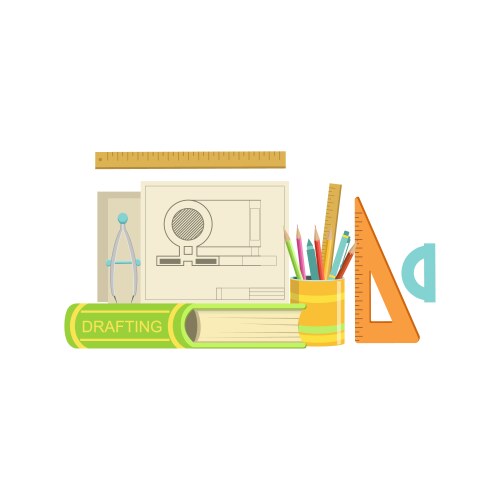 Drafting class set of objects vector image