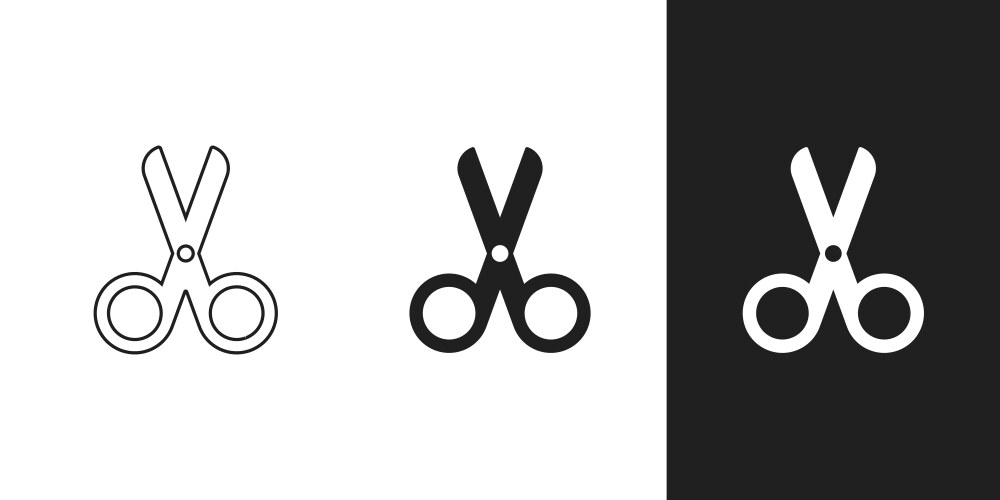 Flat scissors icon in 3 form on background vector image