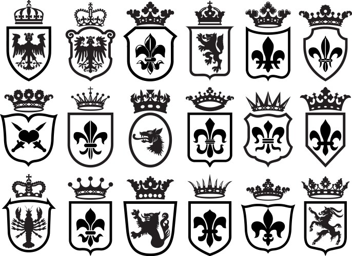 coat of arms set heraldic element vector