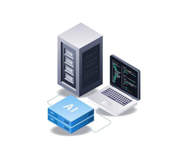 Computer artificial intelligence data server vector image
