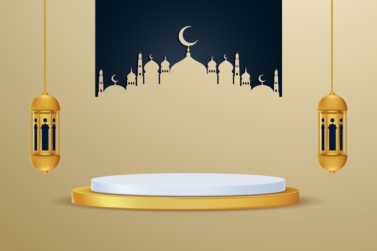 Islamic Eid Celebration Podium Vector Image